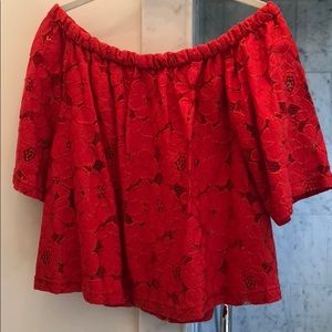 Red Floral Off the shoulder Top